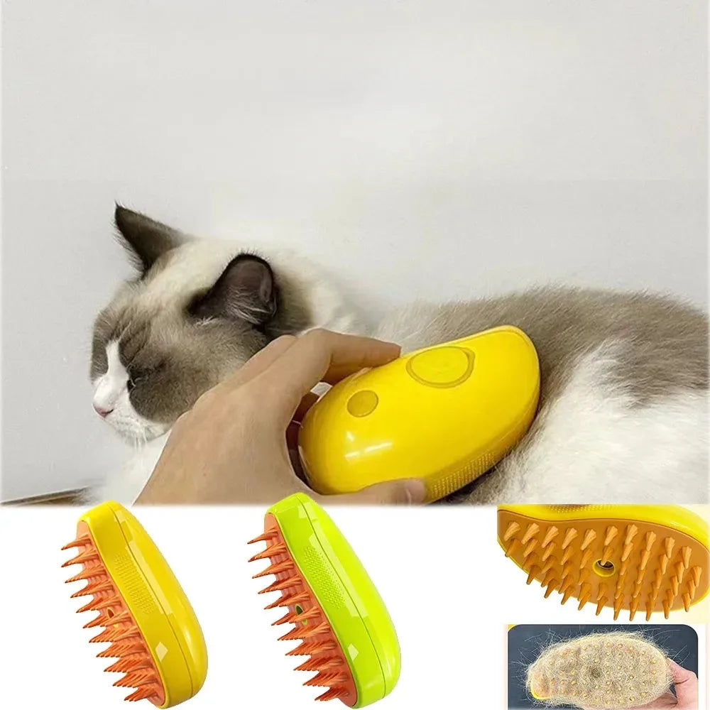 GroomEase Electric Pet Steam Brush – Silicone Comb & Water Spray for Cats & Dogs