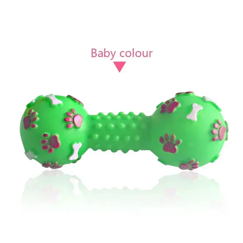 Polka Dot Squeaky Dog & Cat Toy – Rubber Dumbbell Chewing Toy for Puppies, Fun and Interactive