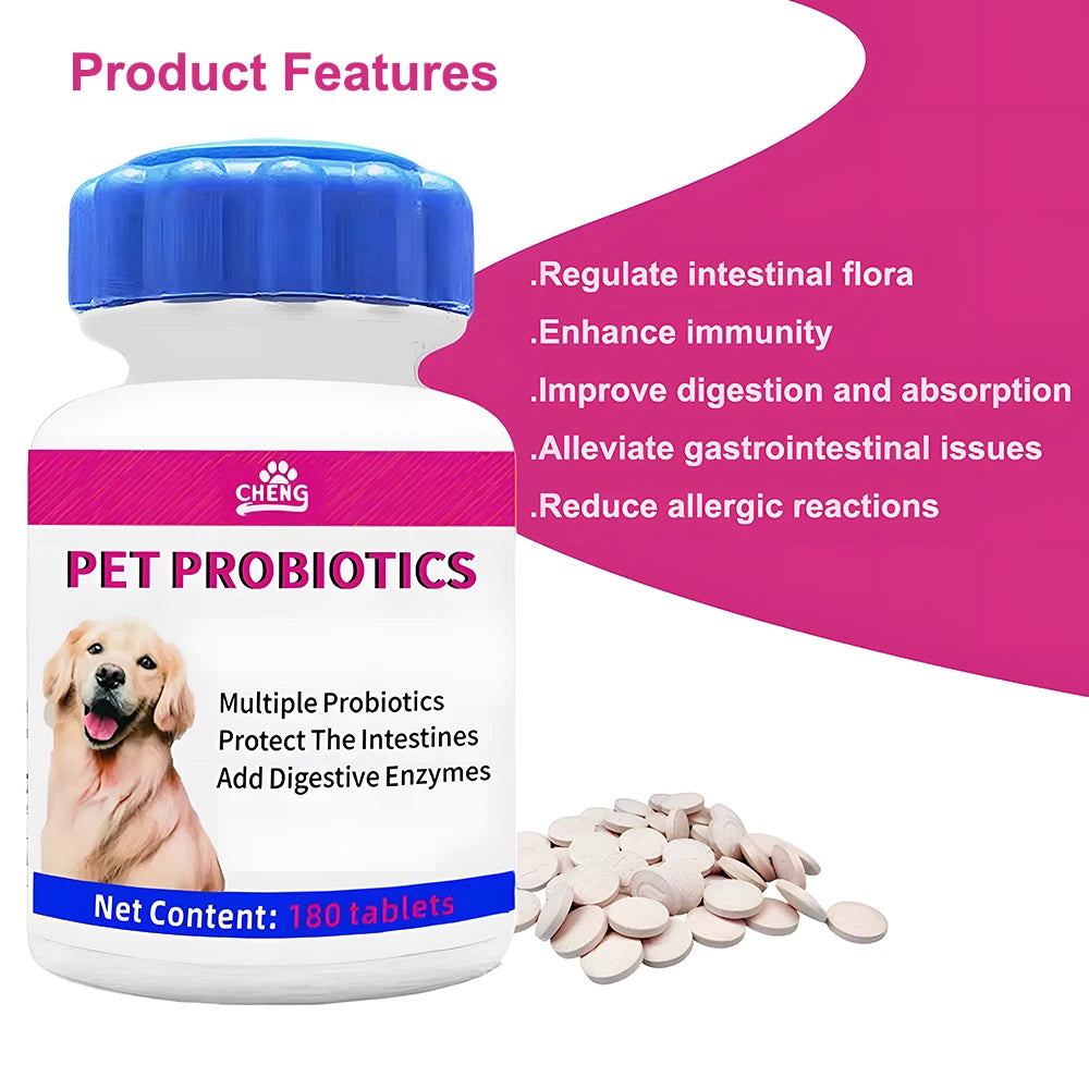 Premium Probiotic Chewables for Cats & Dogs – Boost Immunity & Support Digestive Health (180 Tablets)