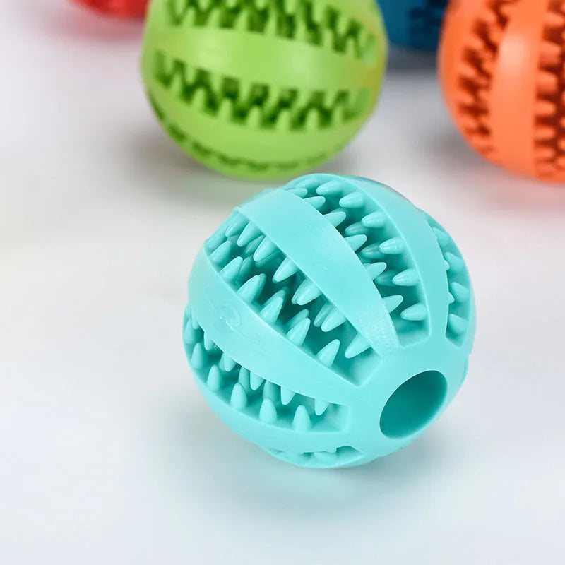 Interactive Dog Toy Ball – Rubber Chewing Toy for Puppies & Cats, Tooth Cleaning & Treat Feeder Silicone Bal