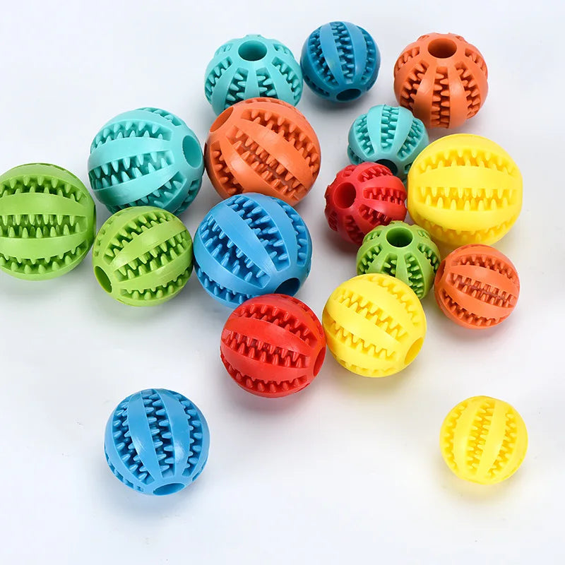 Interactive Dog Toy Ball – Rubber Chewing Toy for Puppies & Cats, Tooth Cleaning & Treat Feeder Silicone Bal