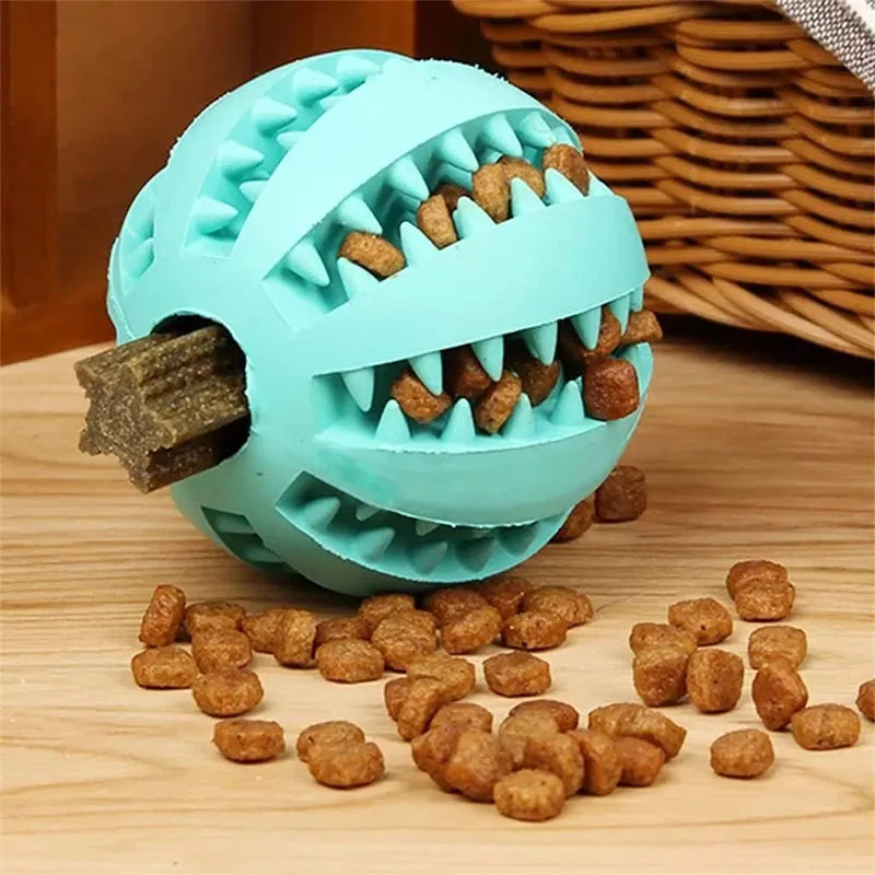 Interactive Dog Toy Ball – Rubber Chewing Toy for Puppies & Cats, Tooth Cleaning & Treat Feeder Silicone Bal