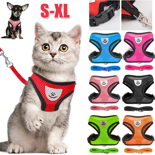 PawStrut Adjustable Cat & Dog Harness with Leash – Breathable Mesh, Reflective Vest for Small Pets