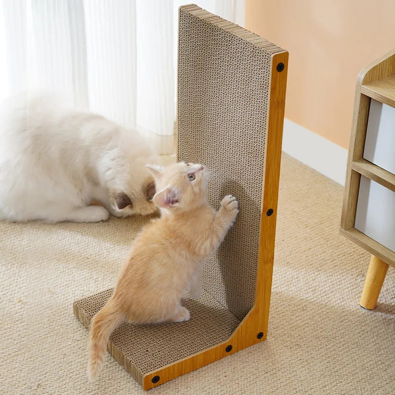 L-Shaped Cat Scratching Board – Corrugated Furniture Protector & Claw Abreaction Toy