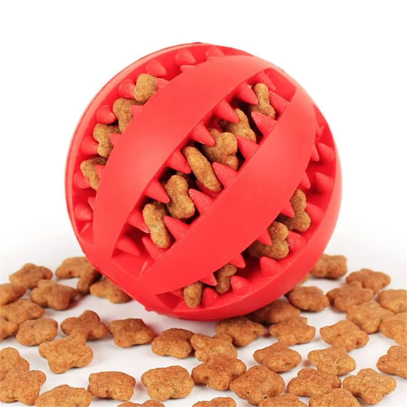 Interactive Dog Toy Ball – Rubber Chewing Toy for Puppies & Cats, Tooth Cleaning & Treat Feeder Silicone Bal