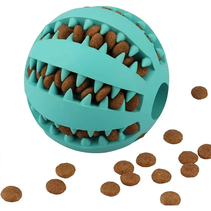 Interactive Dog Toy Ball – Rubber Chewing Toy for Puppies & Cats, Tooth Cleaning & Treat Feeder Silicone Bal