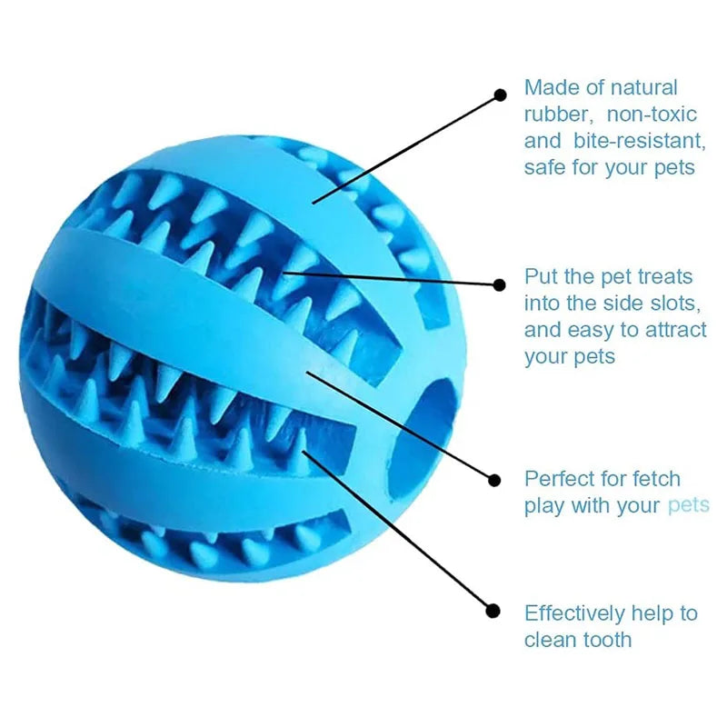 Interactive Dog Toy Ball – Rubber Chewing Toy for Puppies & Cats, Tooth Cleaning & Treat Feeder Silicone Bal