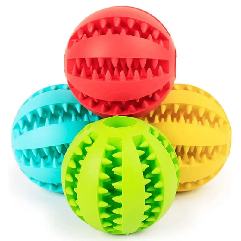 Interactive Dog Toy Ball – Rubber Chewing Toy for Puppies & Cats, Tooth Cleaning & Treat Feeder Silicone Bal