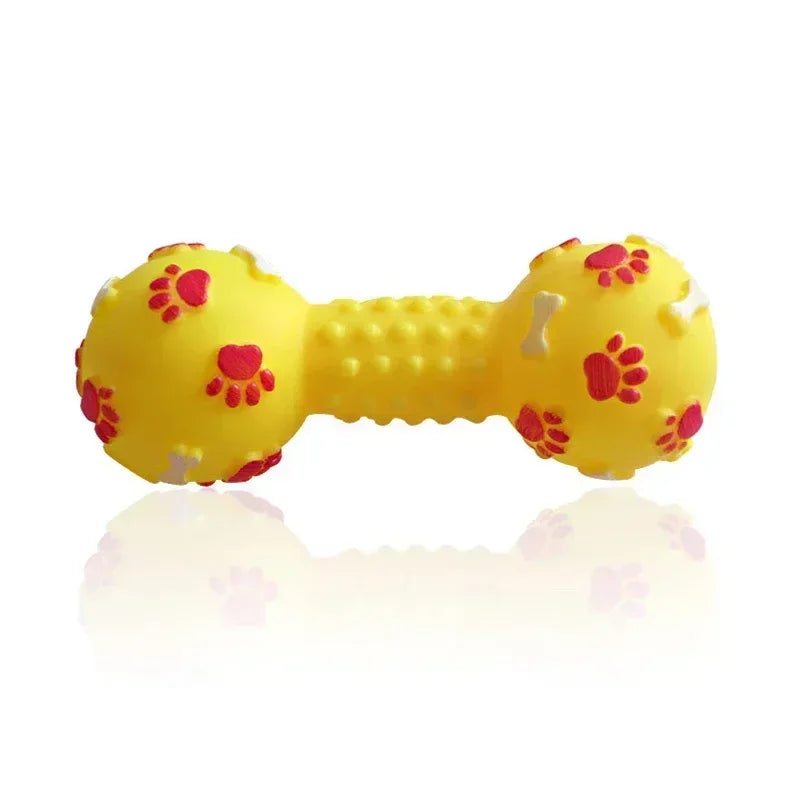 Polka Dot Squeaky Dog & Cat Toy – Rubber Dumbbell Chewing Toy for Puppies, Fun and Interactive