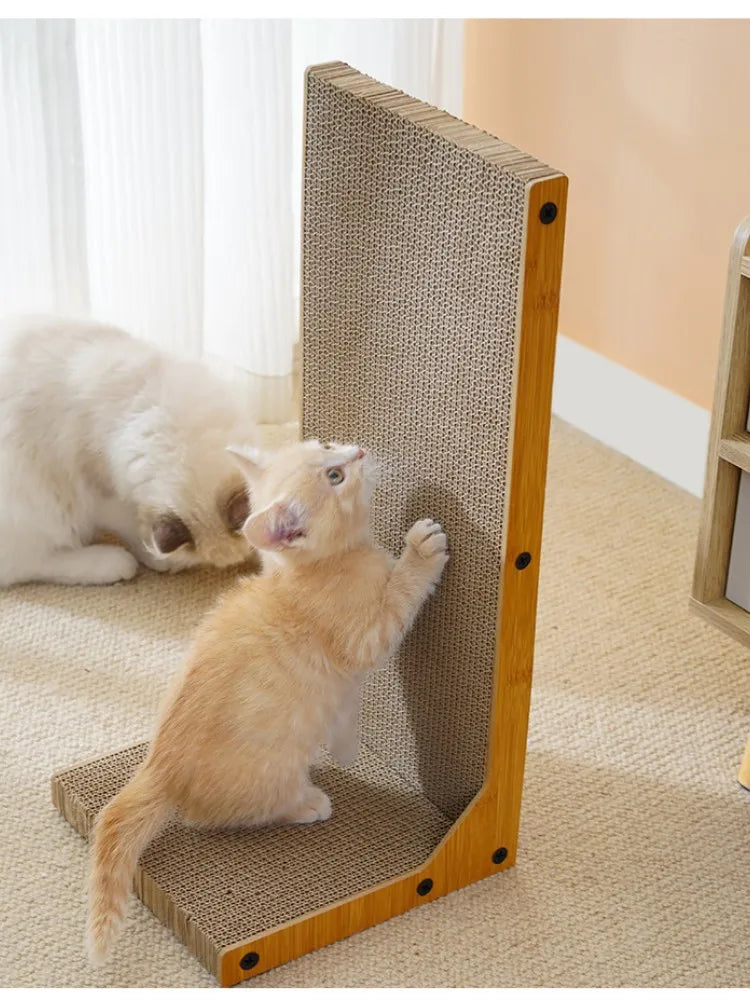 L-Shaped Cat Scratching Board – Corrugated Furniture Protector & Claw Abreaction Toy