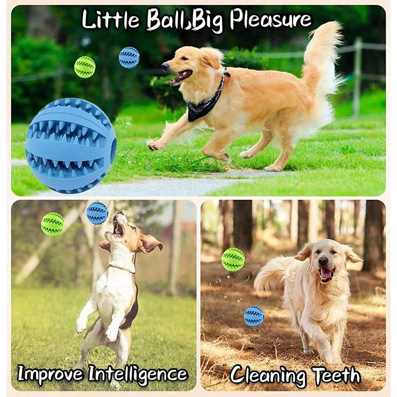 Interactive Dog Toy Ball – Rubber Chewing Toy for Puppies & Cats, Tooth Cleaning & Treat Feeder Silicone Bal