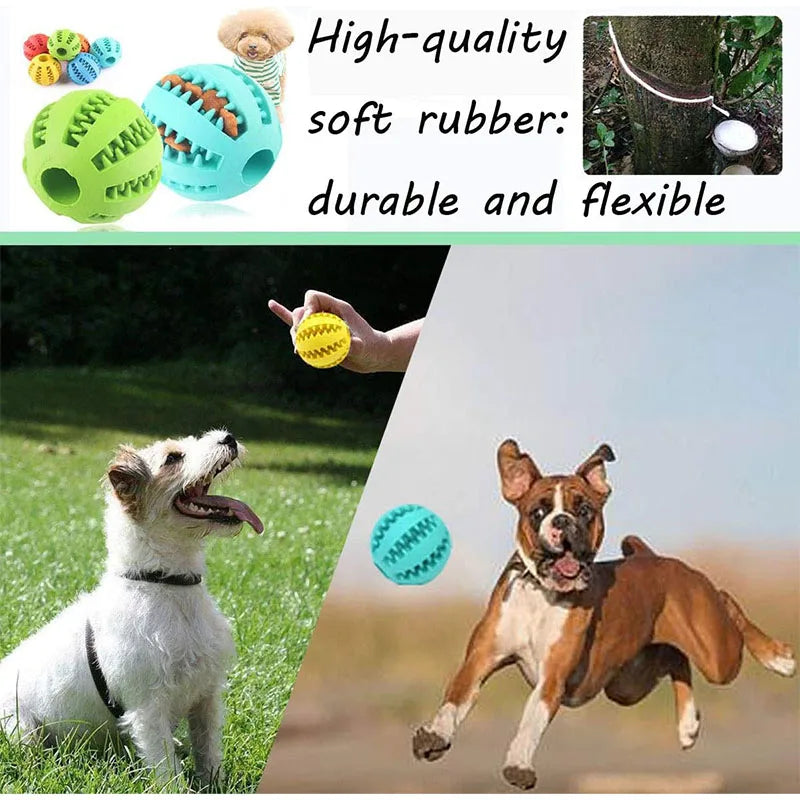 Interactive Dog Toy Ball – Rubber Chewing Toy for Puppies & Cats, Tooth Cleaning & Treat Feeder Silicone Bal