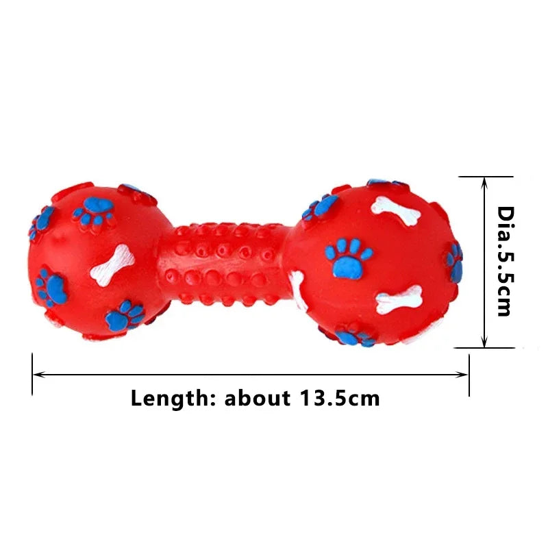 Polka Dot Squeaky Dog & Cat Toy – Rubber Dumbbell Chewing Toy for Puppies, Fun and Interactive